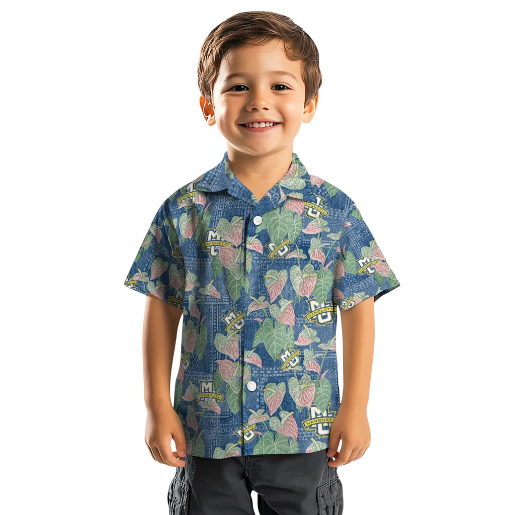 Marquette Golden Eagles Hawaiian Shirt - Anthurium Overlay | Hula Hawaiian Shirts