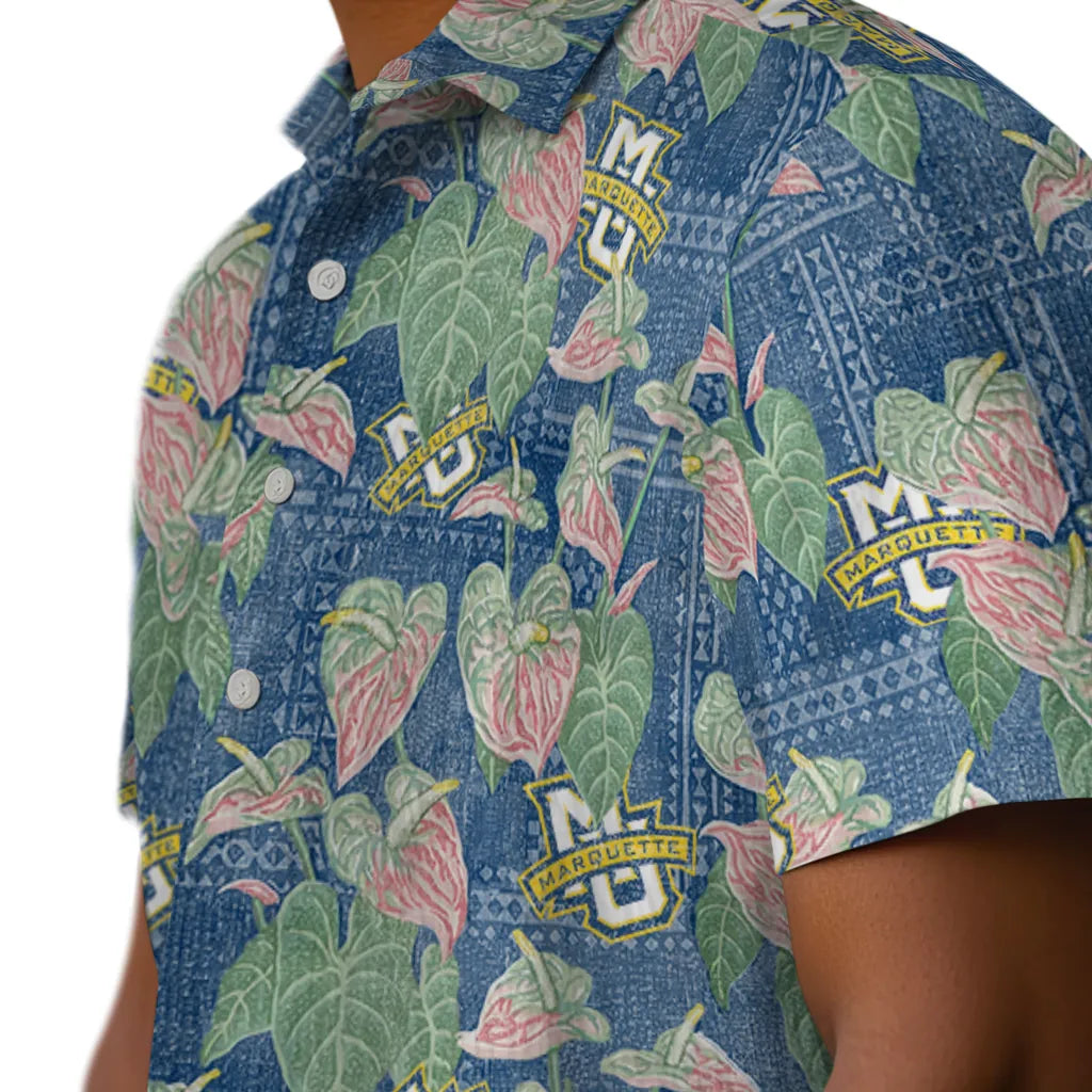 Marquette Golden Eagles Hawaiian Shirt - Anthurium Overlay | Hula Hawaiian Shirts