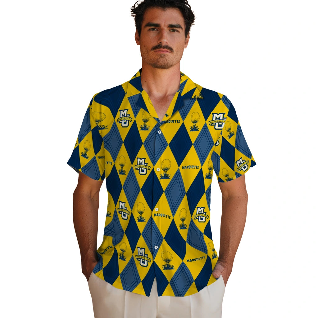 Marquette Golden Eagles Hawaiian Shirt - Golfing Plaid | Hula Hawaiian Shirts