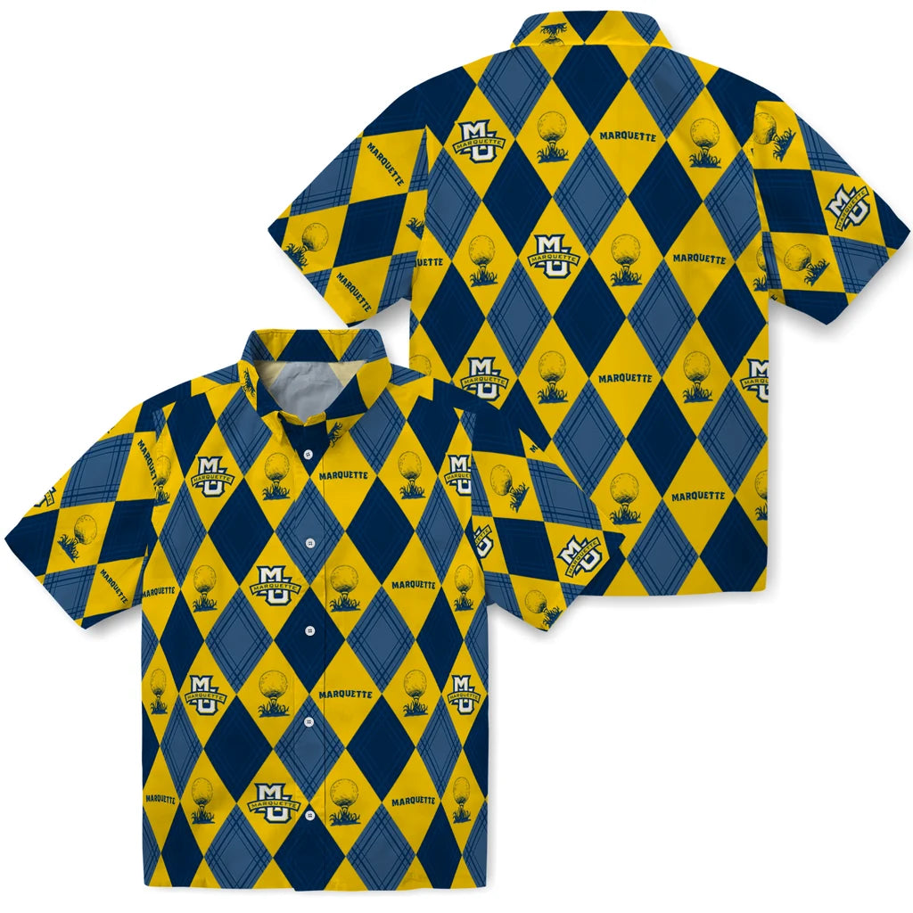 Marquette Golden Eagles Hawaiian Shirt - Golfing Plaid | Hula Hawaiian Shirts
