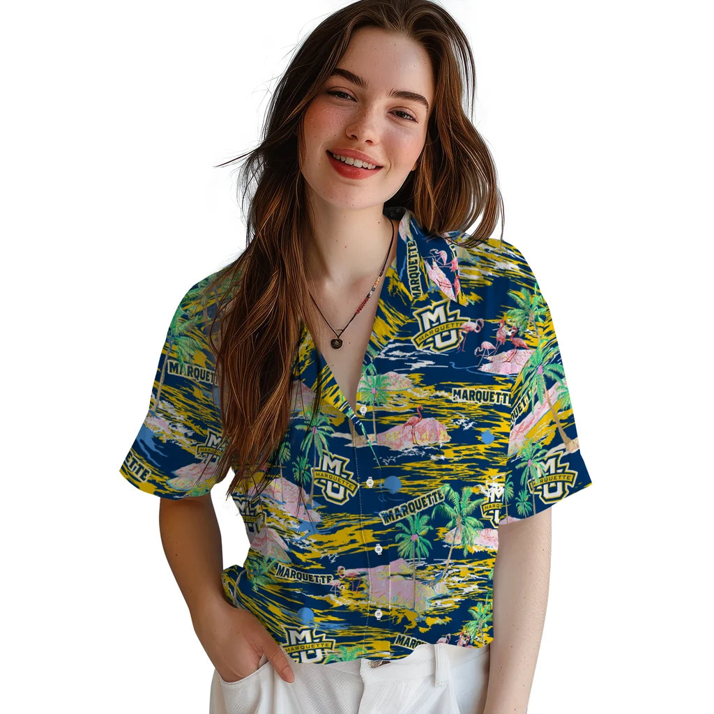 Marquette Golden Eagles Hawaiian Shirt - Hawaii Island | Hula Hawaiian Shirts