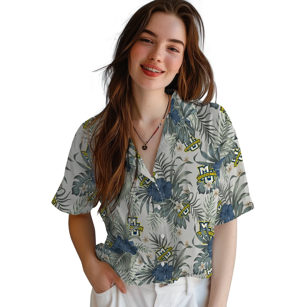 Marquette Golden Eagles Hawaiian Shirt - Hibiscus Designs | Hula Hawaiian Shirts