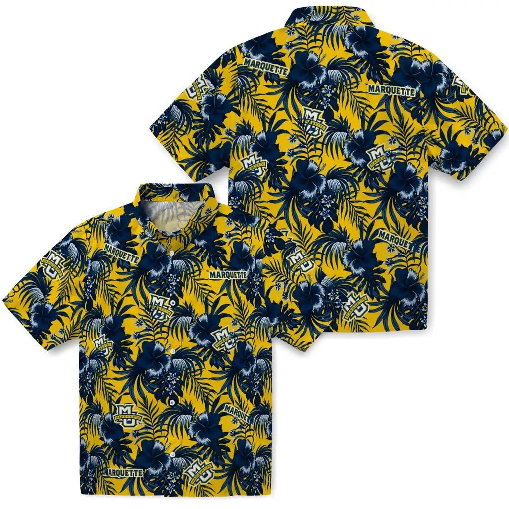 Marquette Golden Eagles Hawaiian Shirt - Hibiscus Exotic | Hula Hawaiian Shirts