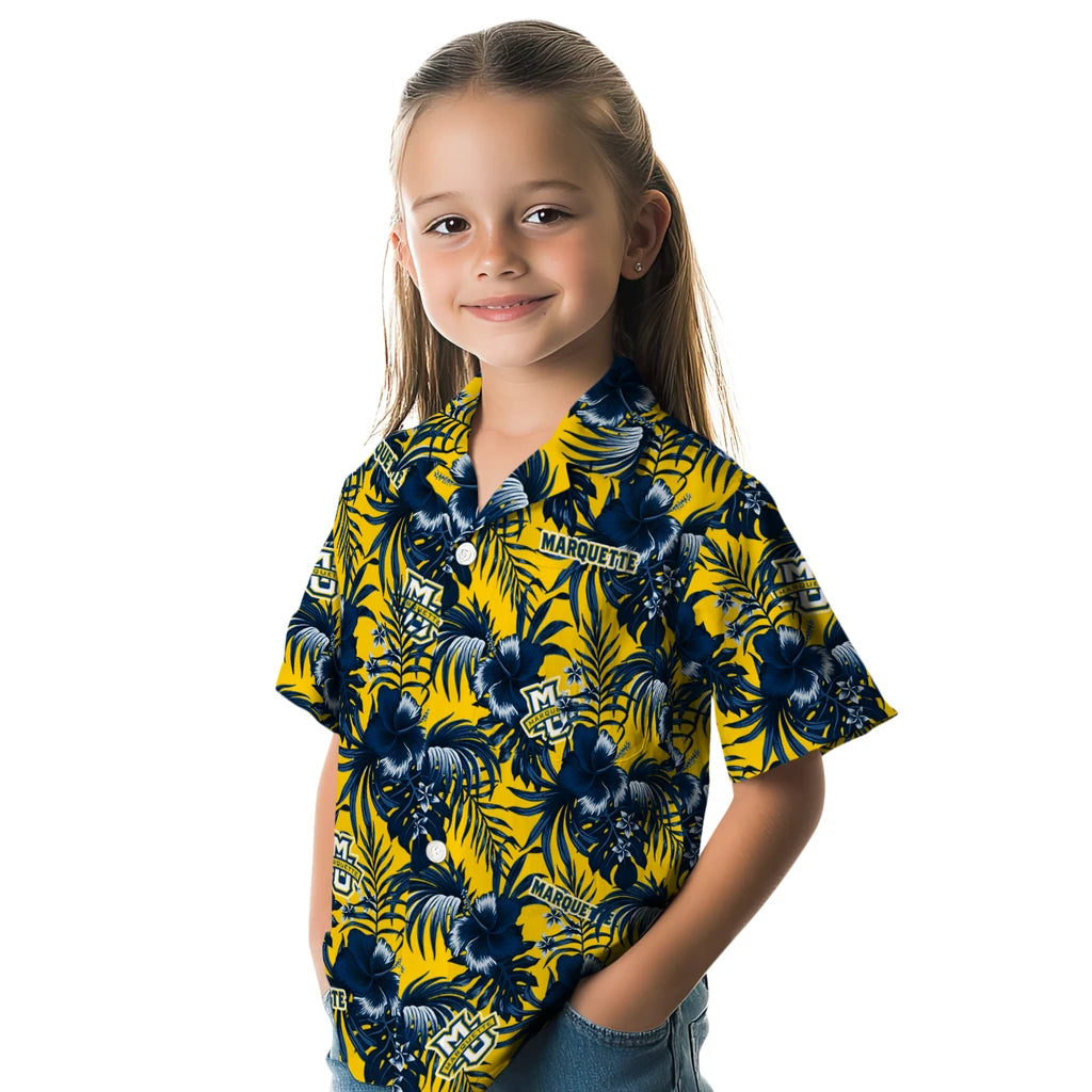 Marquette Golden Eagles Hawaiian Shirt - Hibiscus Exotic | Hula Hawaiian Shirts