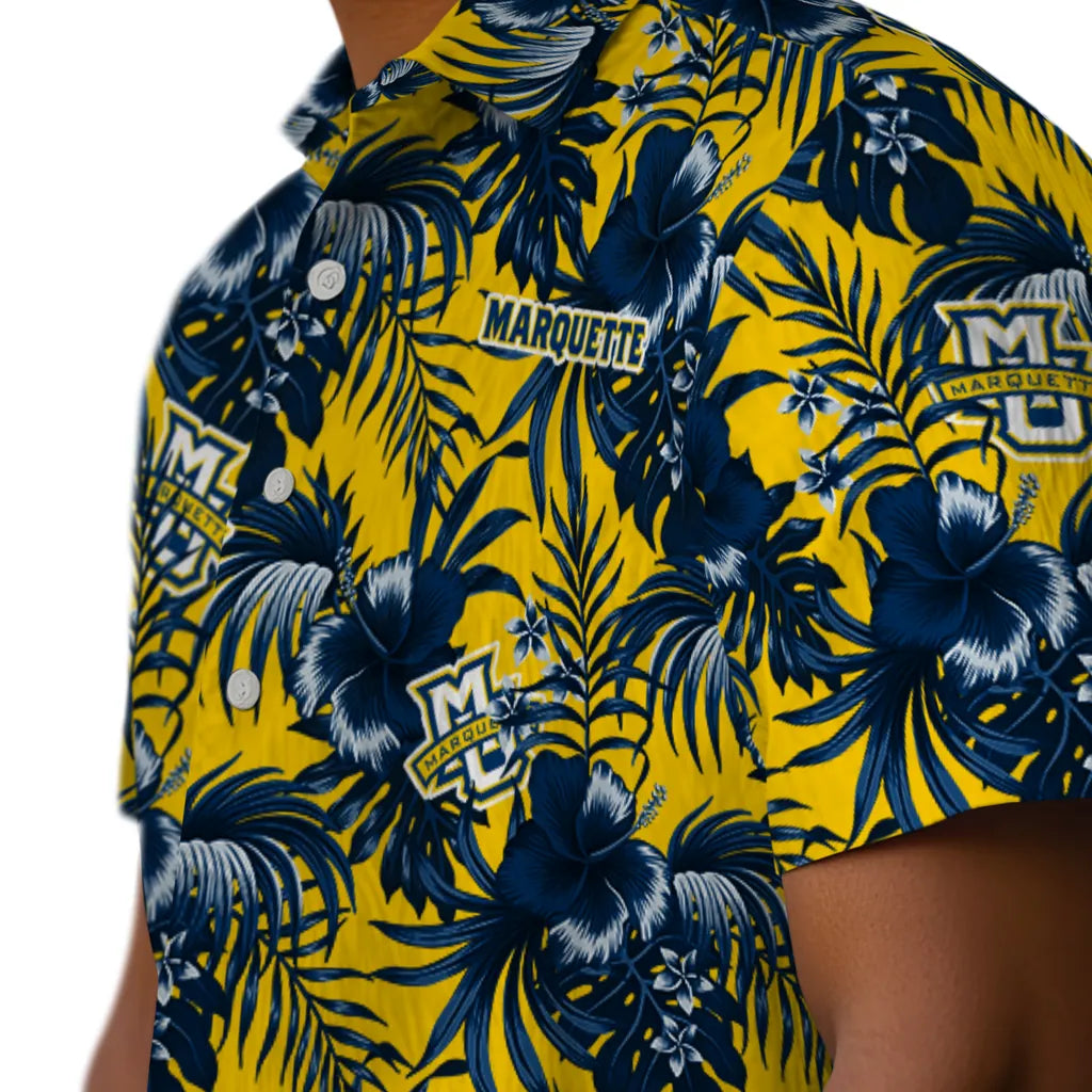 Marquette Golden Eagles Hawaiian Shirt - Hibiscus Exotic | Hula Hawaiian Shirts