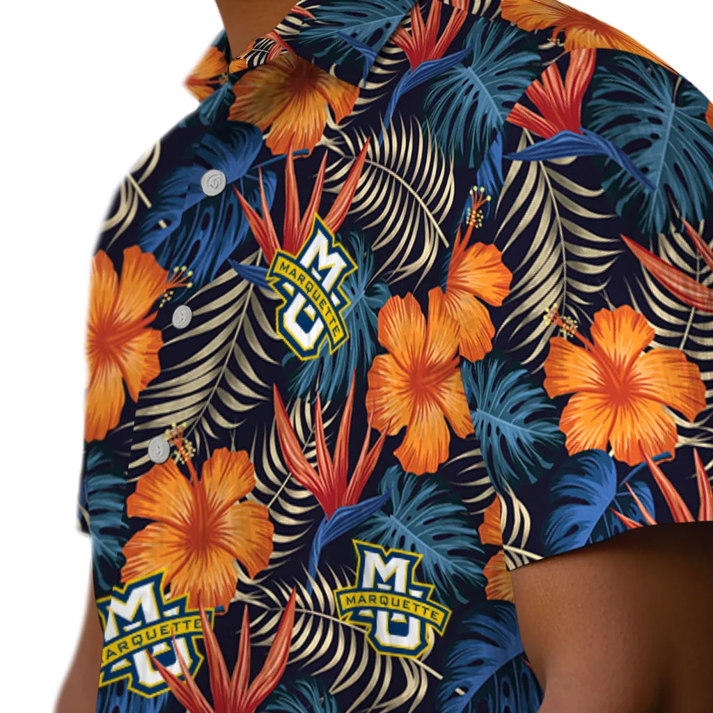 Marquette Golden Eagles Hawaiian Shirt - Hibiscus Foliage | Hula Hawaiian Shirts