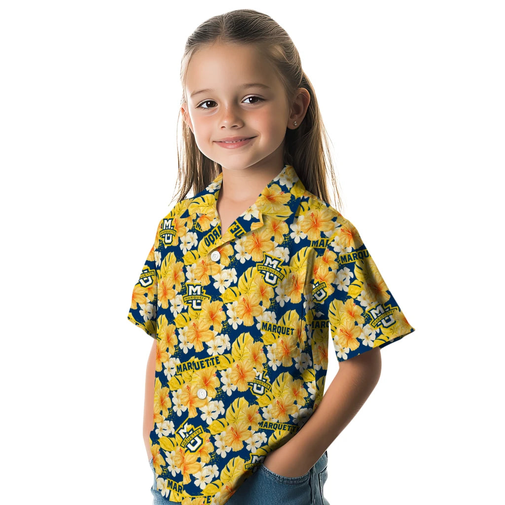 Marquette Golden Eagles Hawaiian Shirt - Hibiscus Tropics | Hula Hawaiian Shirts