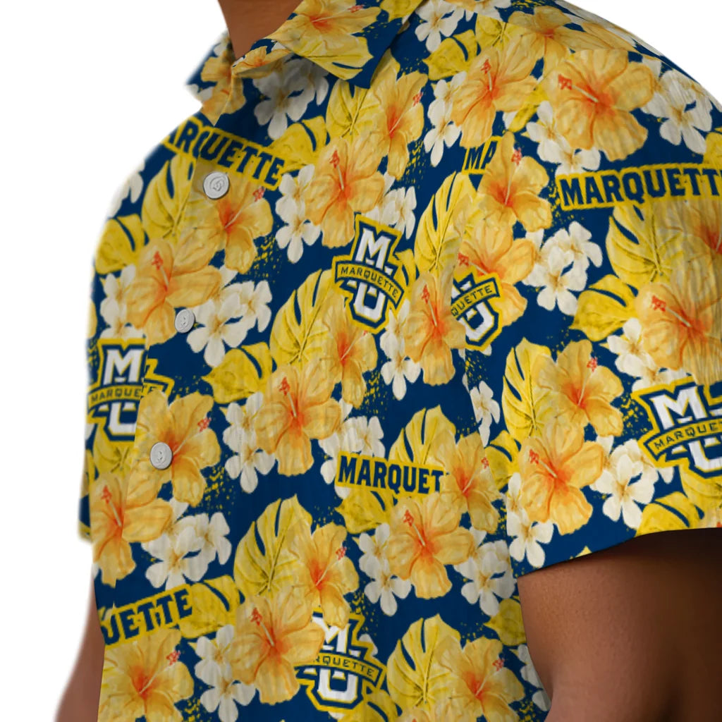 Marquette Golden Eagles Hawaiian Shirt - Hibiscus Tropics | Hula Hawaiian Shirts