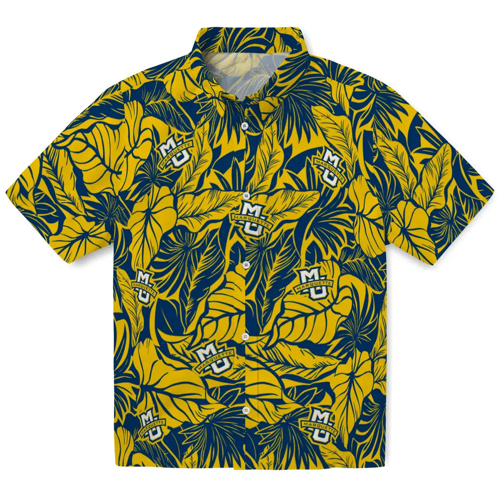 Marquette Golden Eagles Hawaiian Shirt - Monstera Layer | Hula Hawaiian Shirts