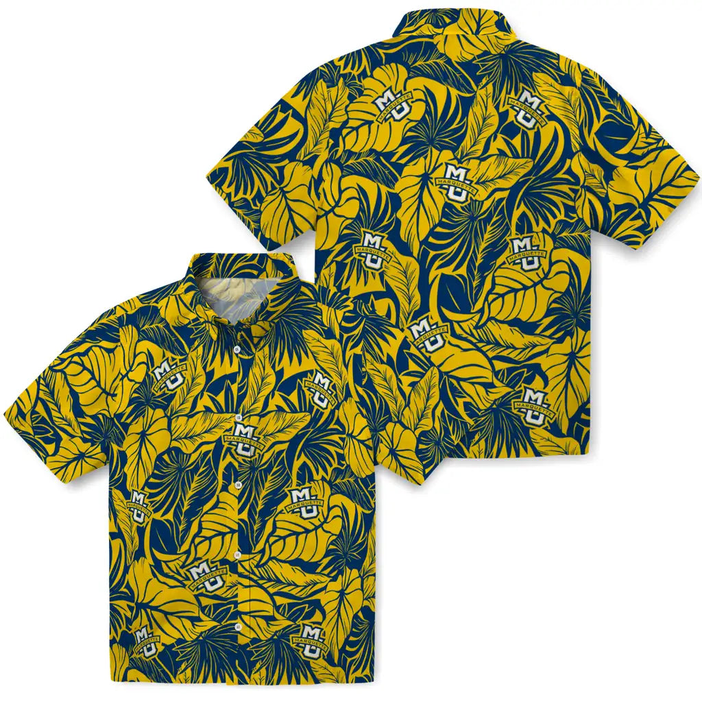 Marquette Golden Eagles Hawaiian Shirt - Monstera Layer | Hula Hawaiian Shirts