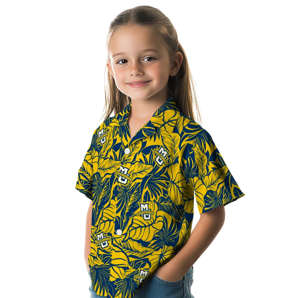 Marquette Golden Eagles Hawaiian Shirt - Monstera Layer | Hula Hawaiian Shirts