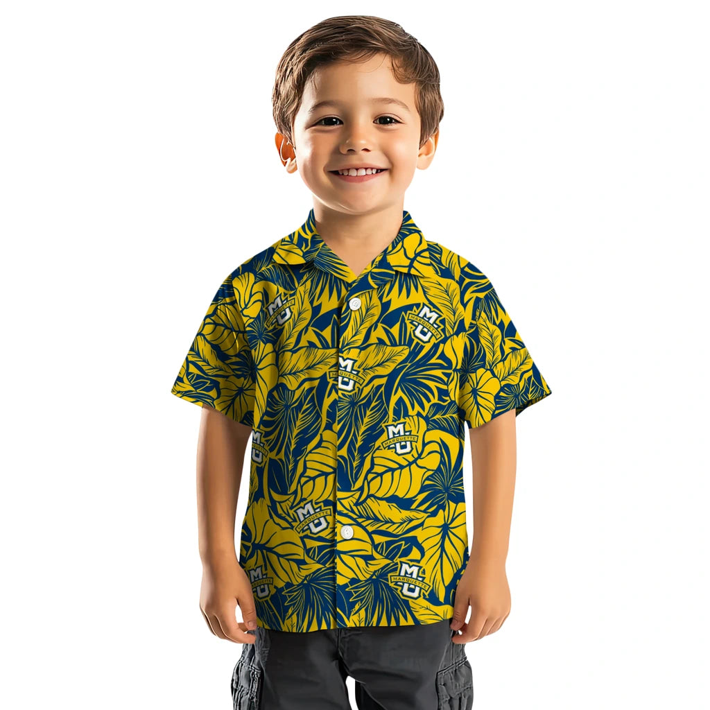 Marquette Golden Eagles Hawaiian Shirt - Monstera Layer | Hula Hawaiian Shirts