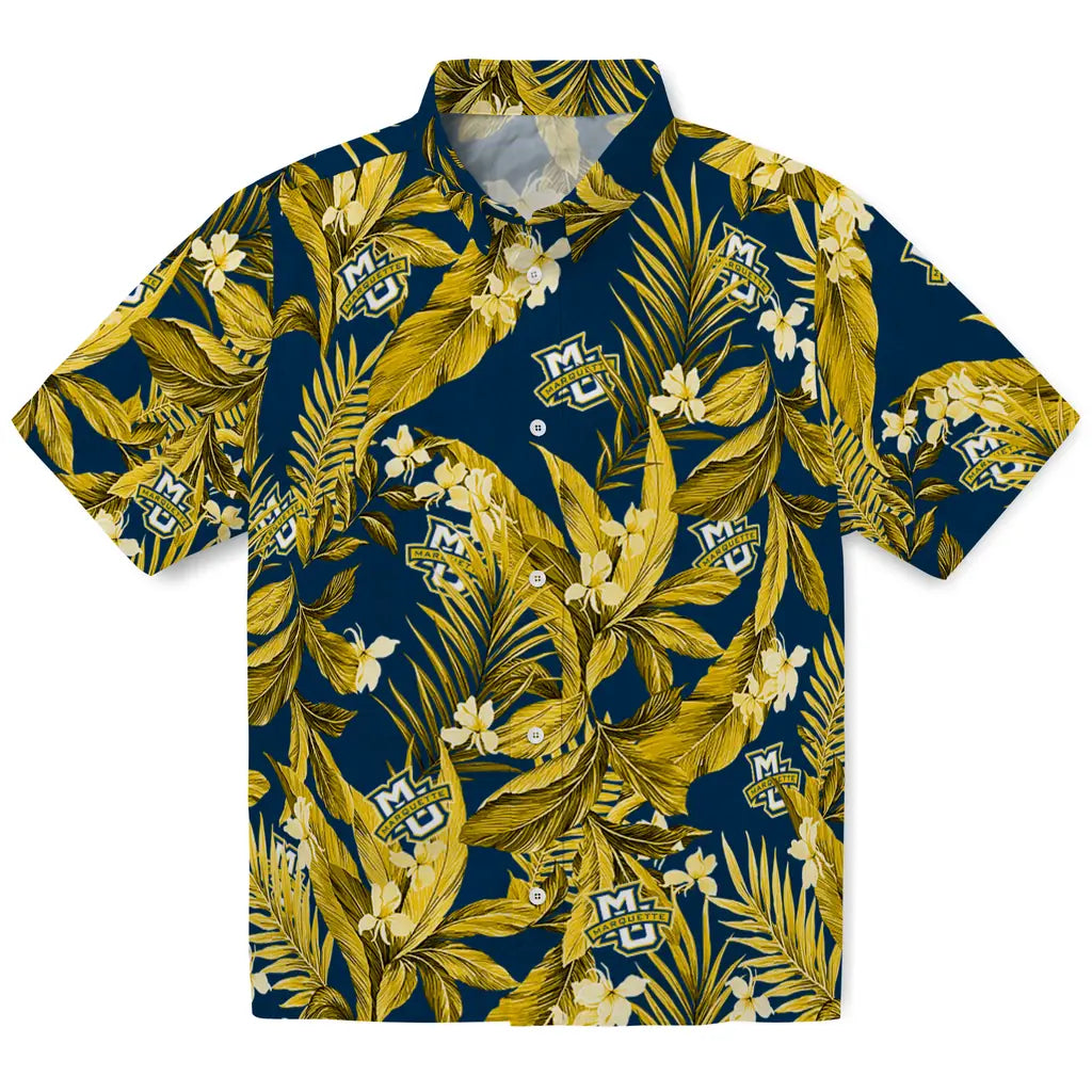 Marquette Golden Eagles Hawaiian Shirt - Palm Leaves | Hula Hawaiian Shirts