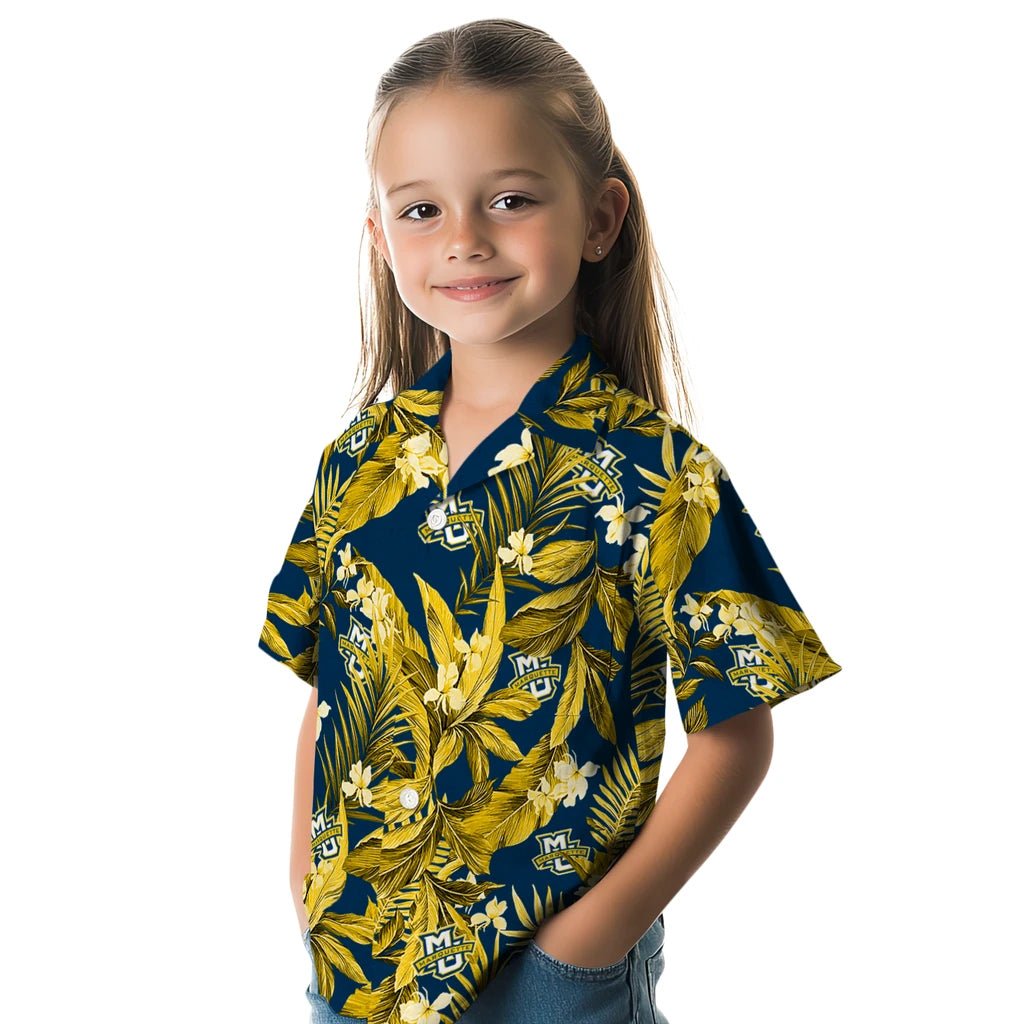 Marquette Golden Eagles Hawaiian Shirt - Palm Leaves | Hula Hawaiian Shirts