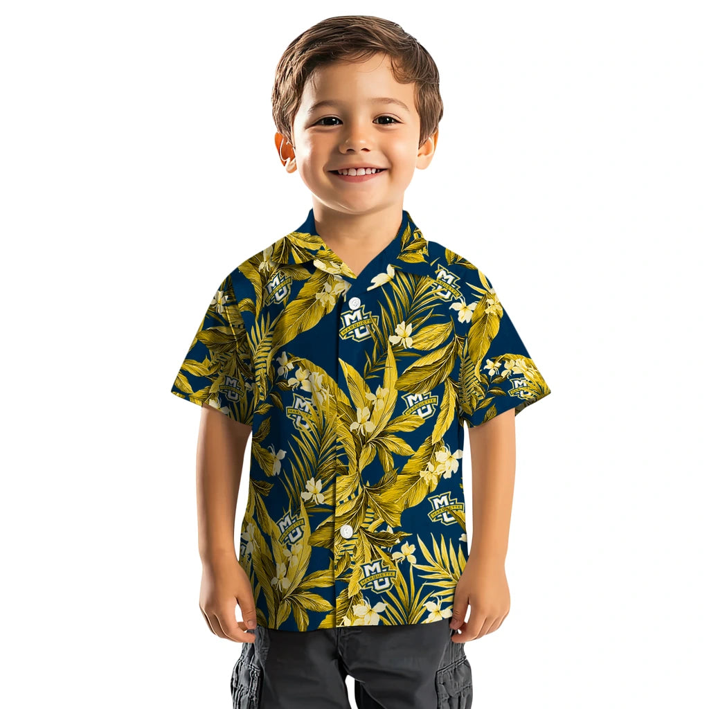 Marquette Golden Eagles Hawaiian Shirt - Palm Leaves | Hula Hawaiian Shirts