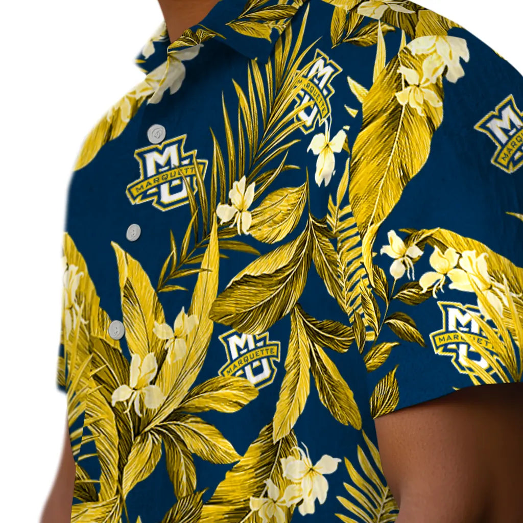 Marquette Golden Eagles Hawaiian Shirt - Palm Leaves | Hula Hawaiian Shirts