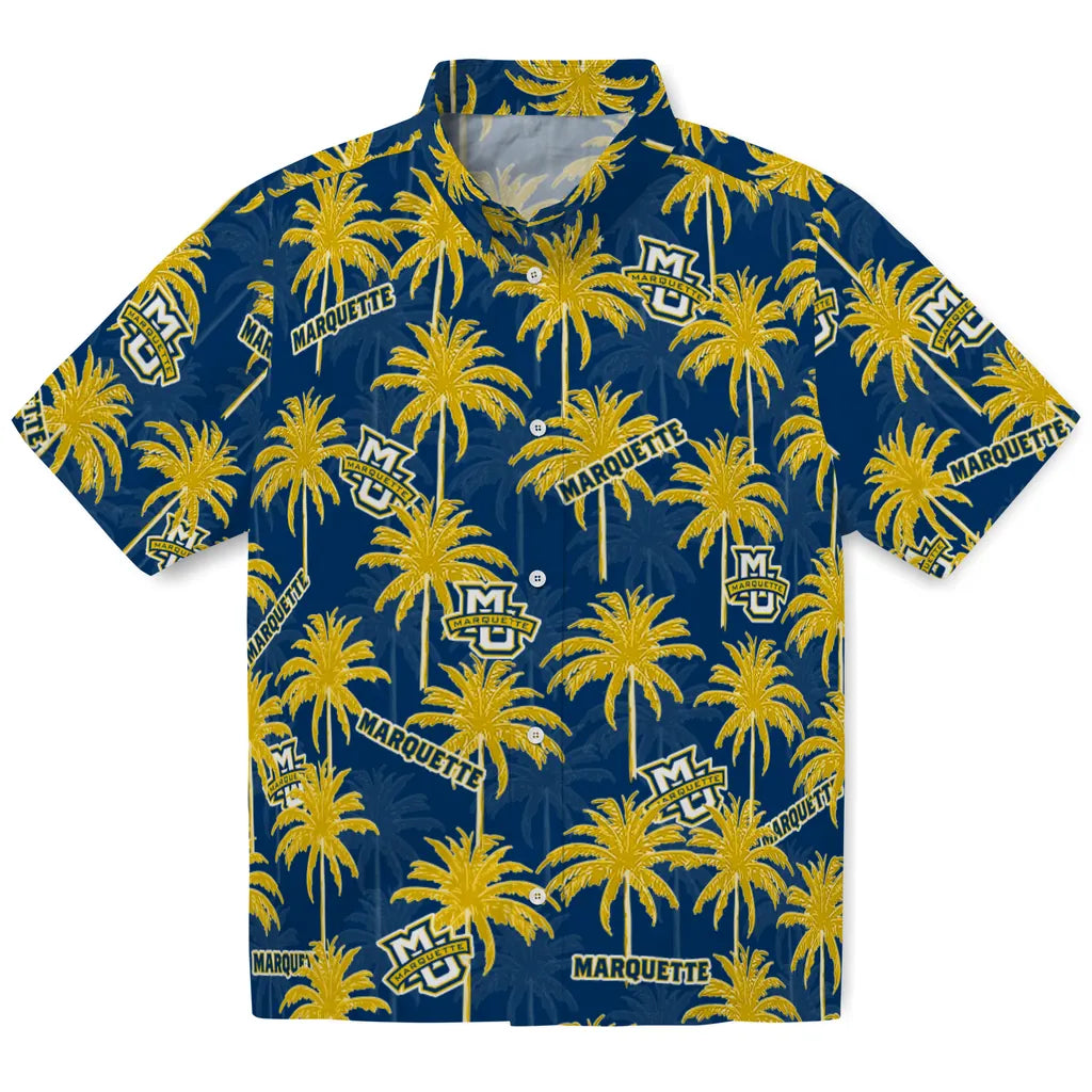 Marquette Golden Eagles Hawaiian Shirt - Palm Tree Motif | Hula Hawaiian Shirts