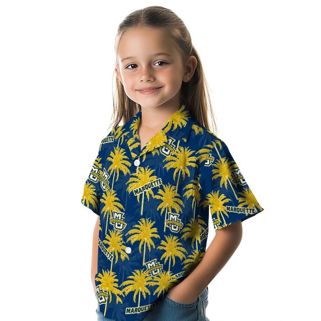 Marquette Golden Eagles Hawaiian Shirt - Palm Tree Motif | Hula Hawaiian Shirts