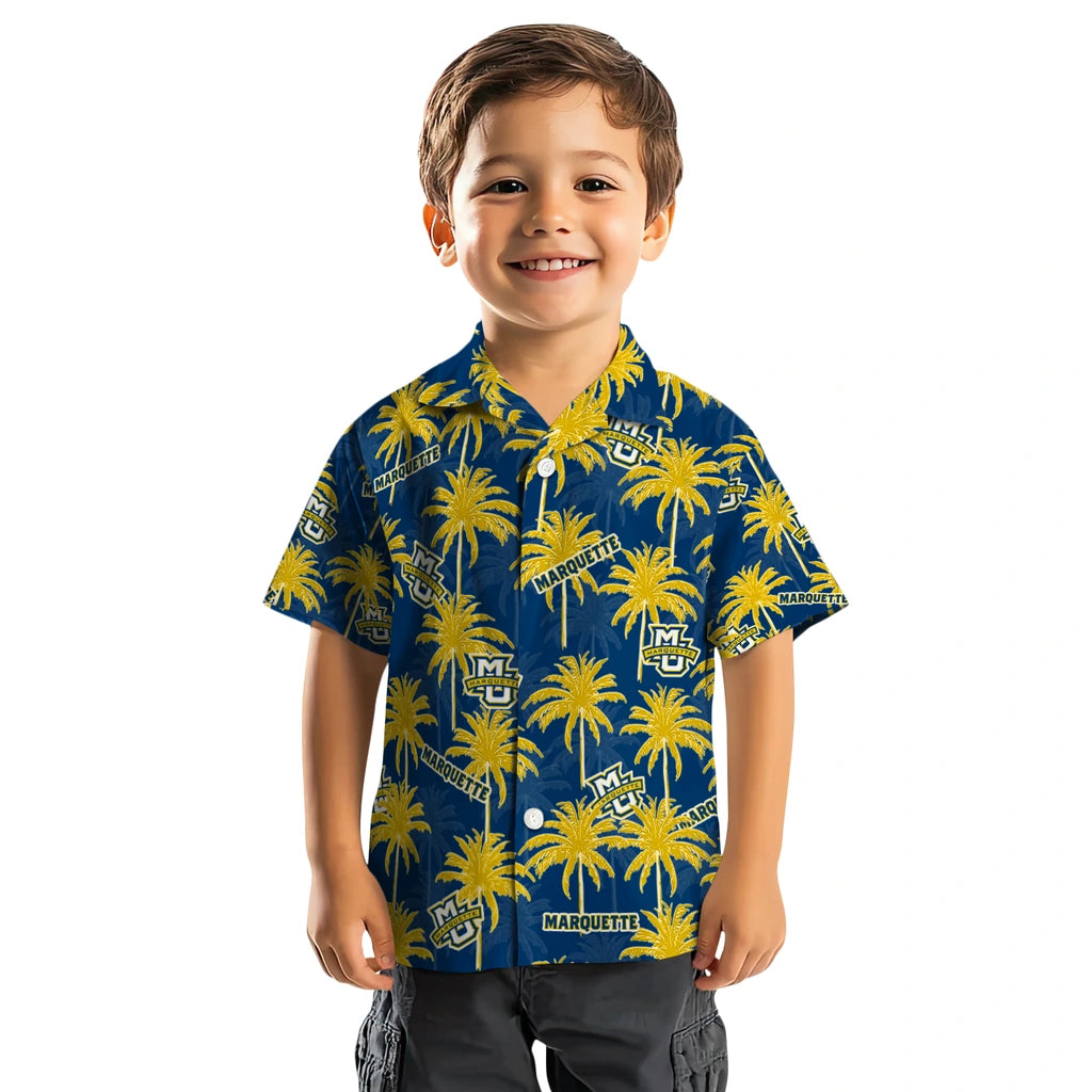 Marquette Golden Eagles Hawaiian Shirt - Palm Tree Motif | Hula Hawaiian Shirts