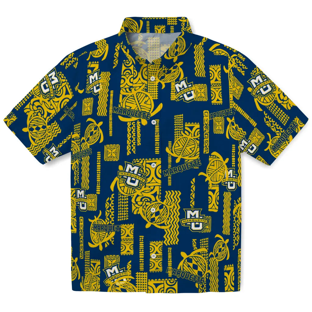 Marquette Golden Eagles Hawaiian Shirt - Turtle Lines | Hula Hawaiian Shirts