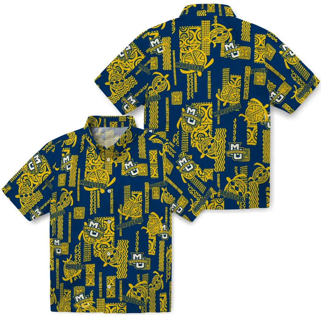 Marquette Golden Eagles Hawaiian Shirt - Turtle Lines | Hula Hawaiian Shirts