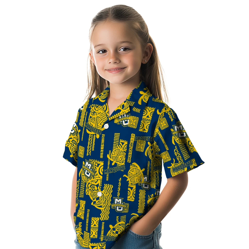 Marquette Golden Eagles Hawaiian Shirt - Turtle Lines | Hula Hawaiian Shirts