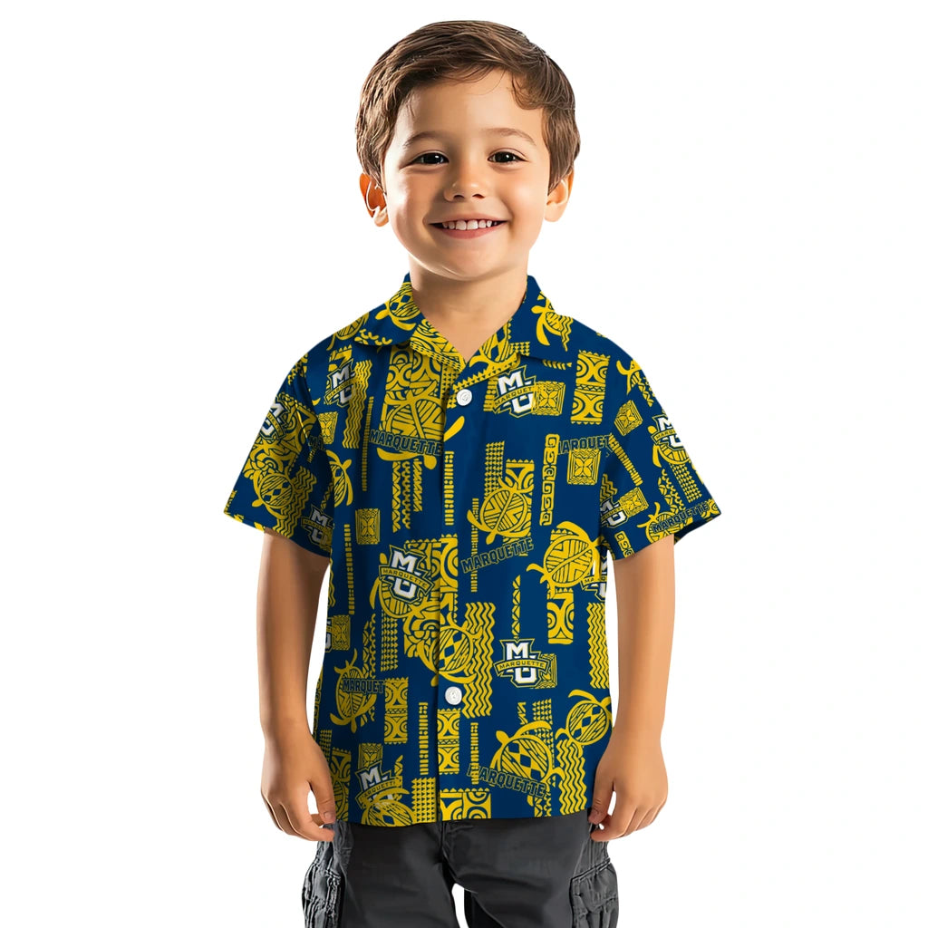 Marquette Golden Eagles Hawaiian Shirt - Turtle Lines | Hula Hawaiian Shirts