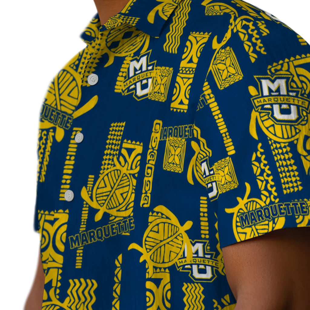 Marquette Golden Eagles Hawaiian Shirt - Turtle Lines | Hula Hawaiian Shirts