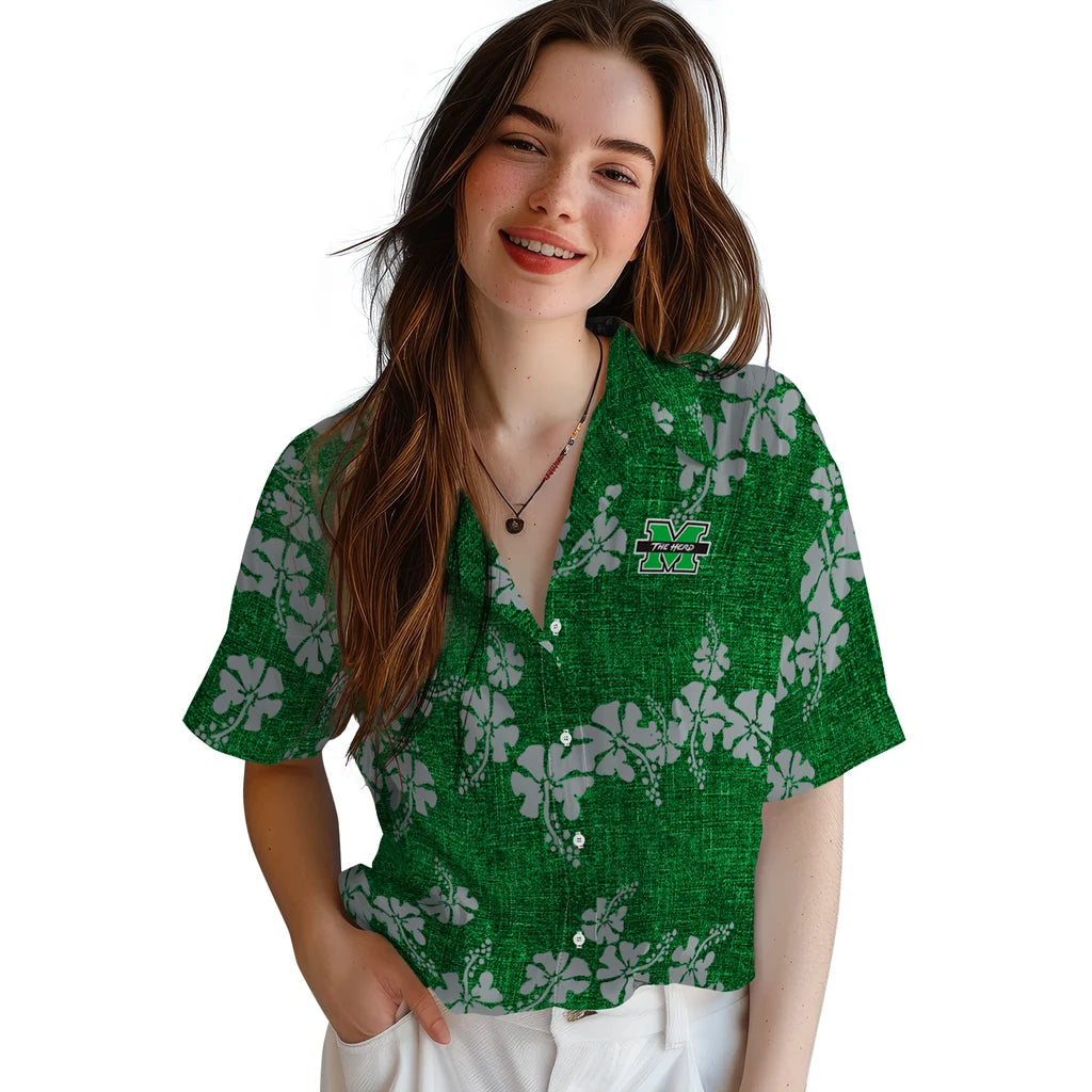 Marshall Thundering Herd Hawaiian Shirt - 50th State Flower | Hula Hawaiian Shirts