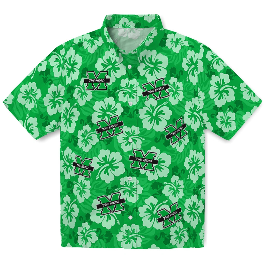 Marshall Thundering Herd Hawaiian Shirt - Hibiscus Cluster | Hula Hawaiian Shirts