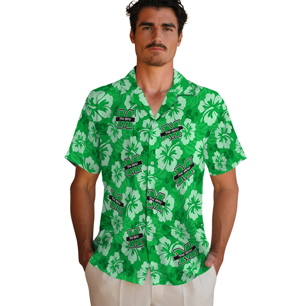 Marshall Thundering Herd Hawaiian Shirt - Hibiscus Cluster | Hula Hawaiian Shirts
