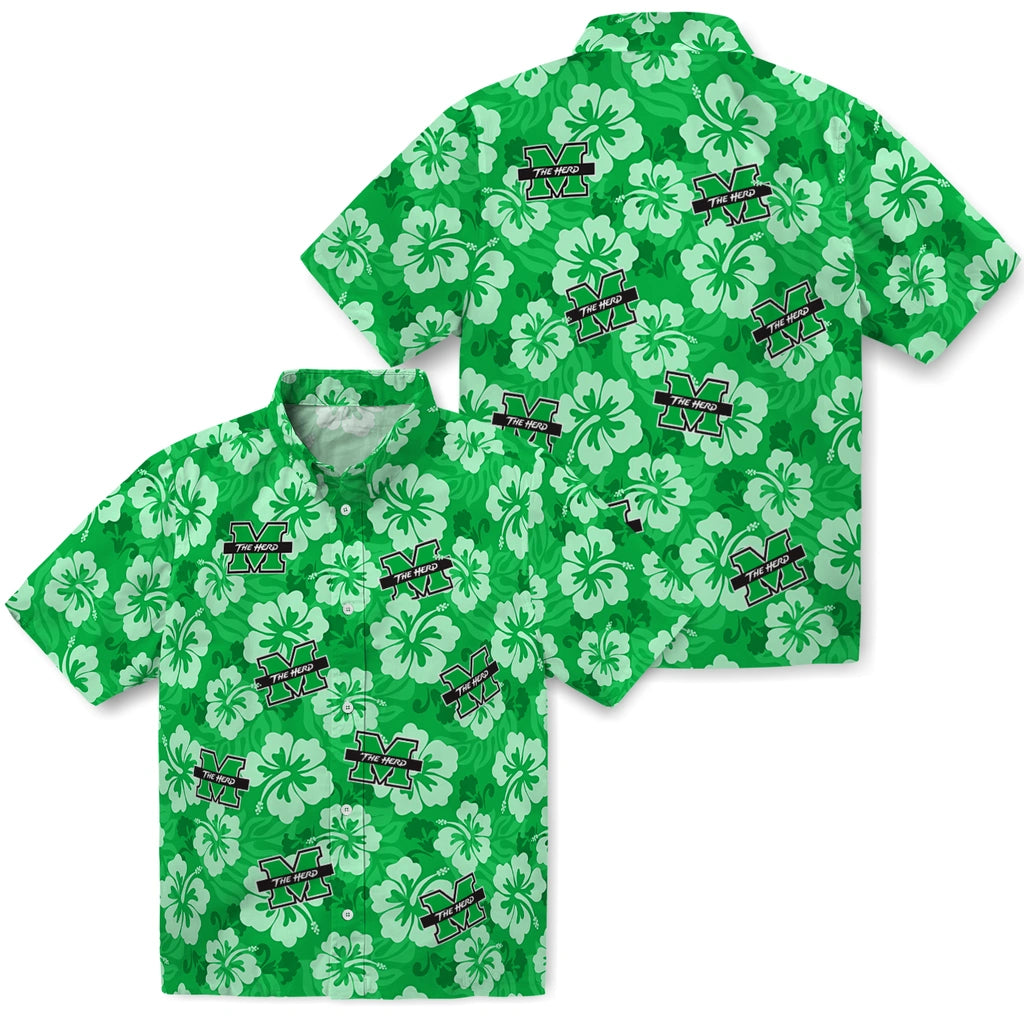 Marshall Thundering Herd Hawaiian Shirt - Hibiscus Cluster | Hula Hawaiian Shirts