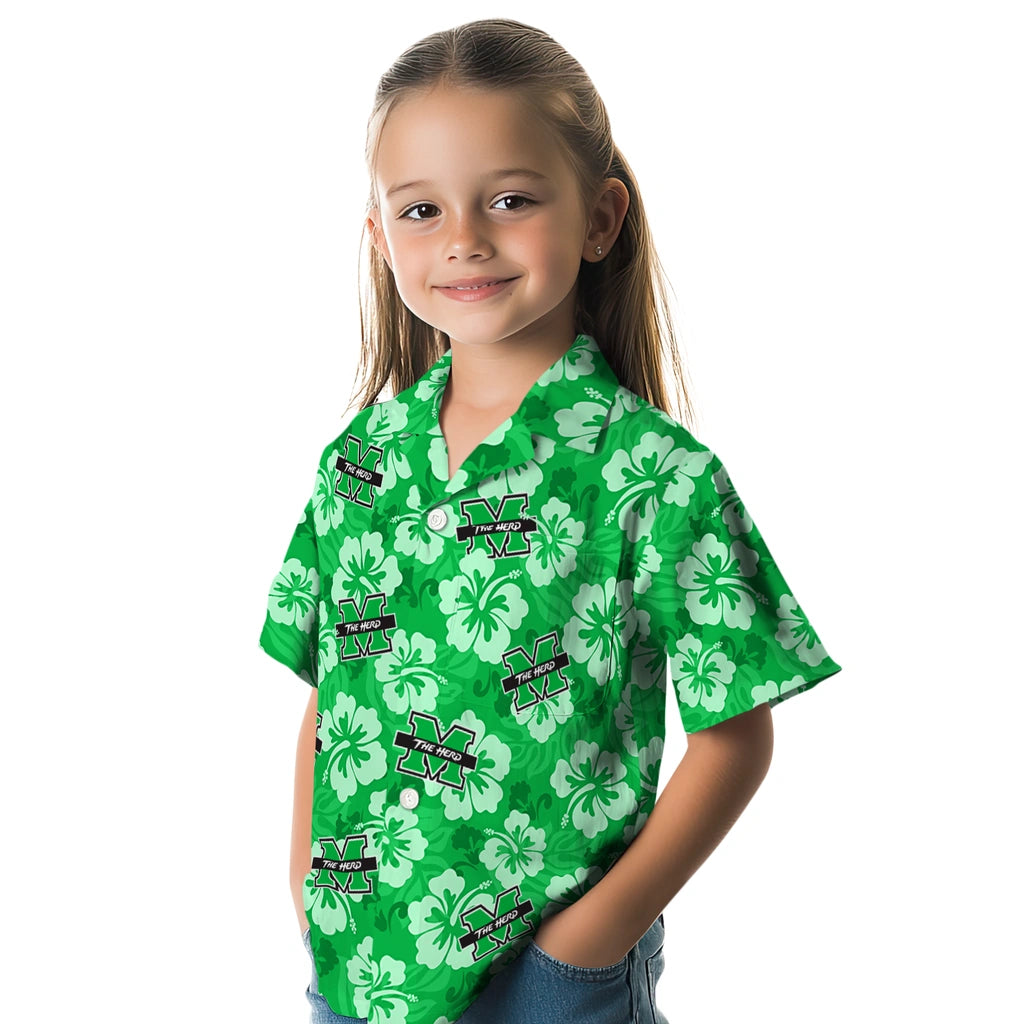 Marshall Thundering Herd Hawaiian Shirt - Hibiscus Cluster | Hula Hawaiian Shirts