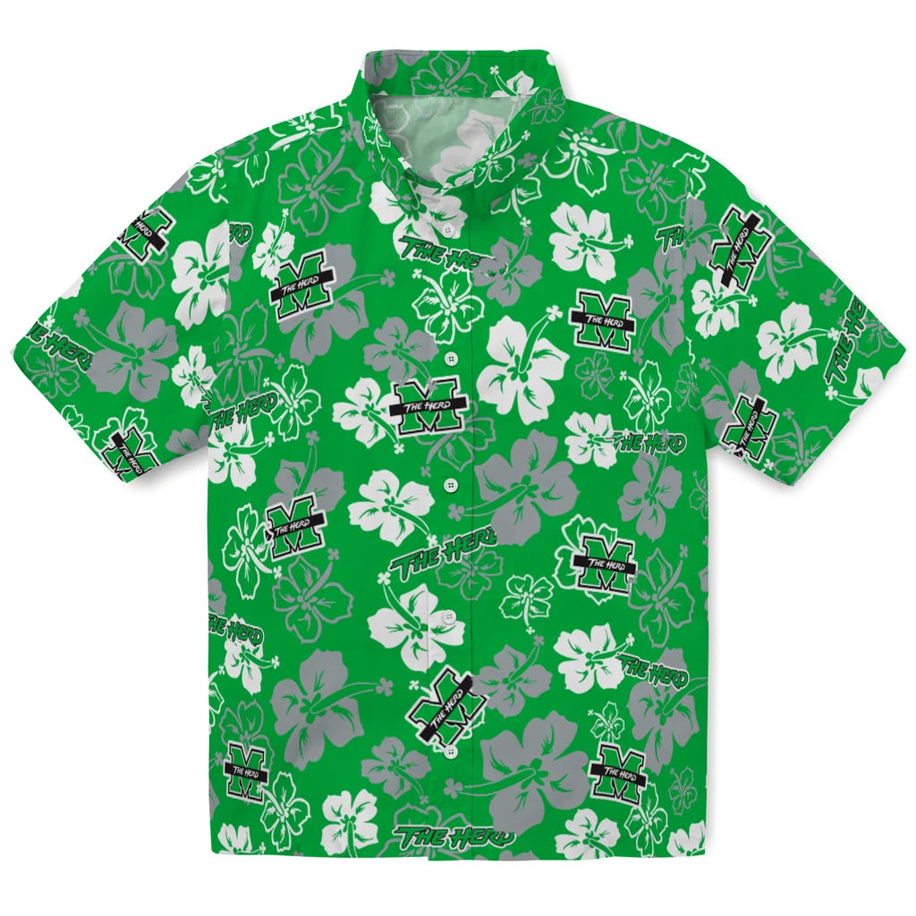 Marshall Thundering Herd Hawaiian Shirt - Hibiscus Flower Design | Hula Hawaiian Shirts