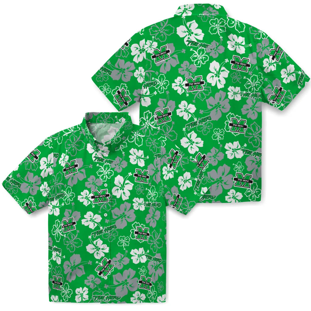 Marshall Thundering Herd Hawaiian Shirt - Hibiscus Flower Design | Hula Hawaiian Shirts