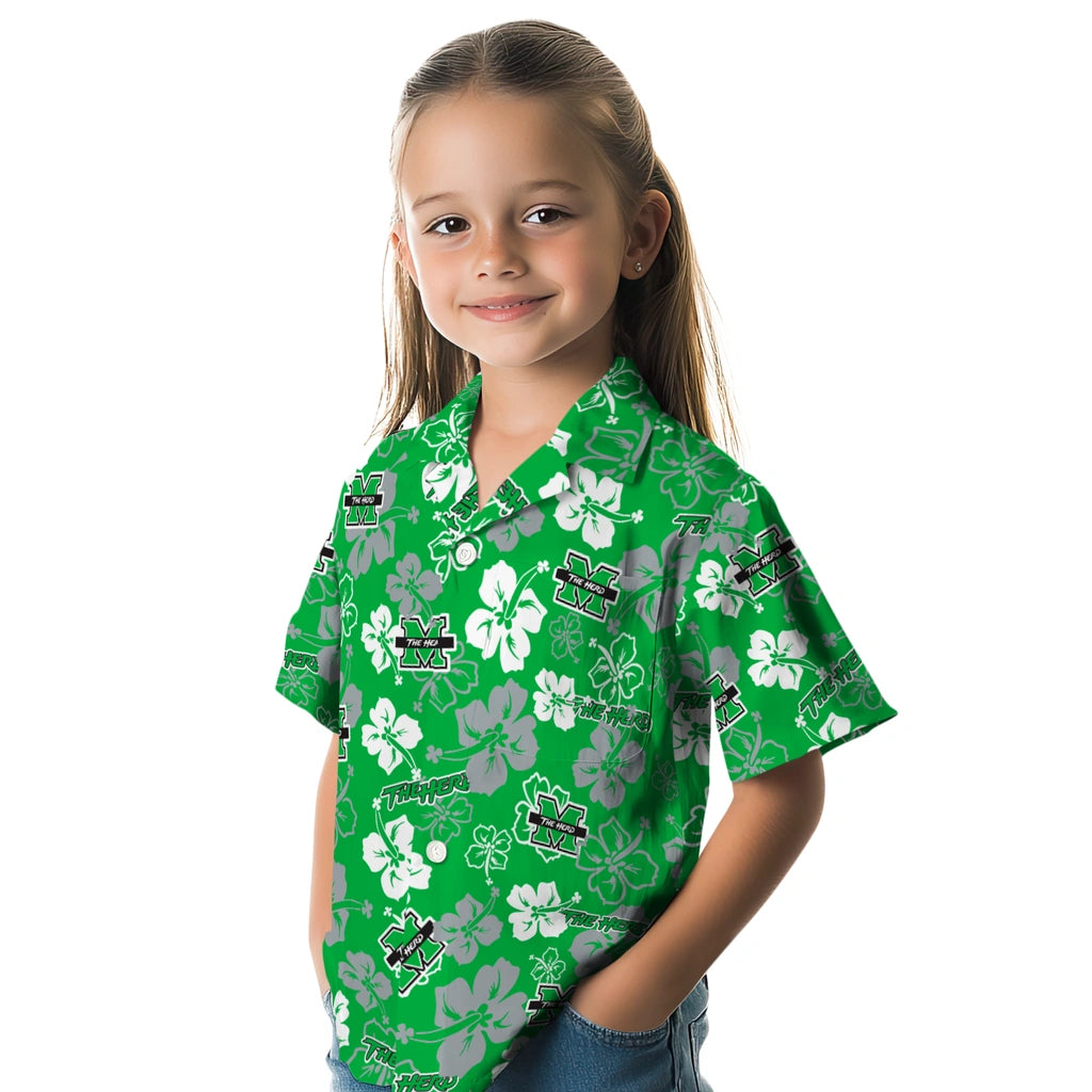 Marshall Thundering Herd Hawaiian Shirt - Hibiscus Flower Design | Hula Hawaiian Shirts