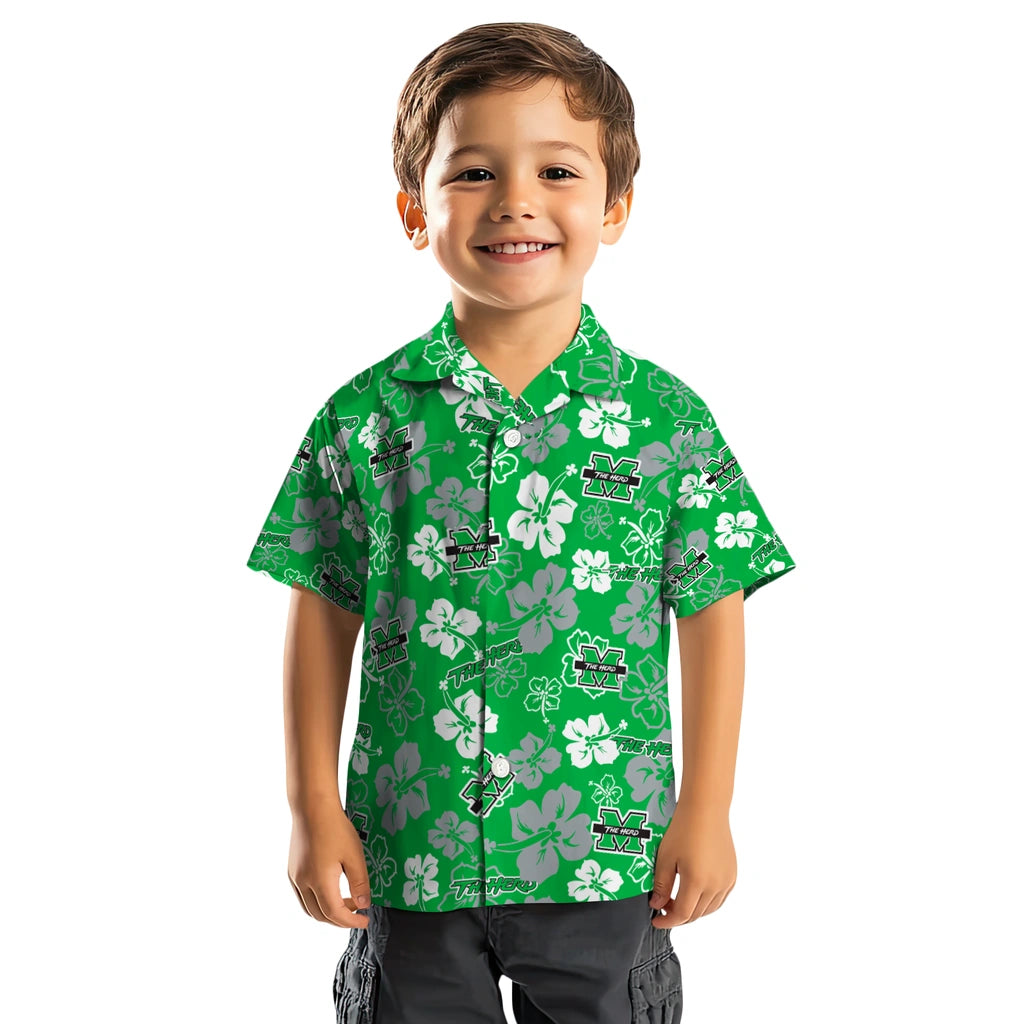 Marshall Thundering Herd Hawaiian Shirt - Hibiscus Flower Design | Hula Hawaiian Shirts