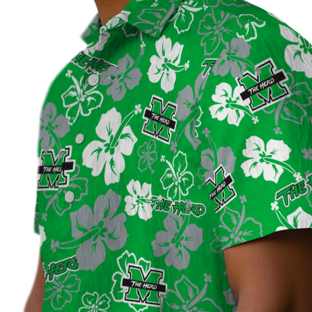 Marshall Thundering Herd Hawaiian Shirt - Hibiscus Flower Design | Hula Hawaiian Shirts