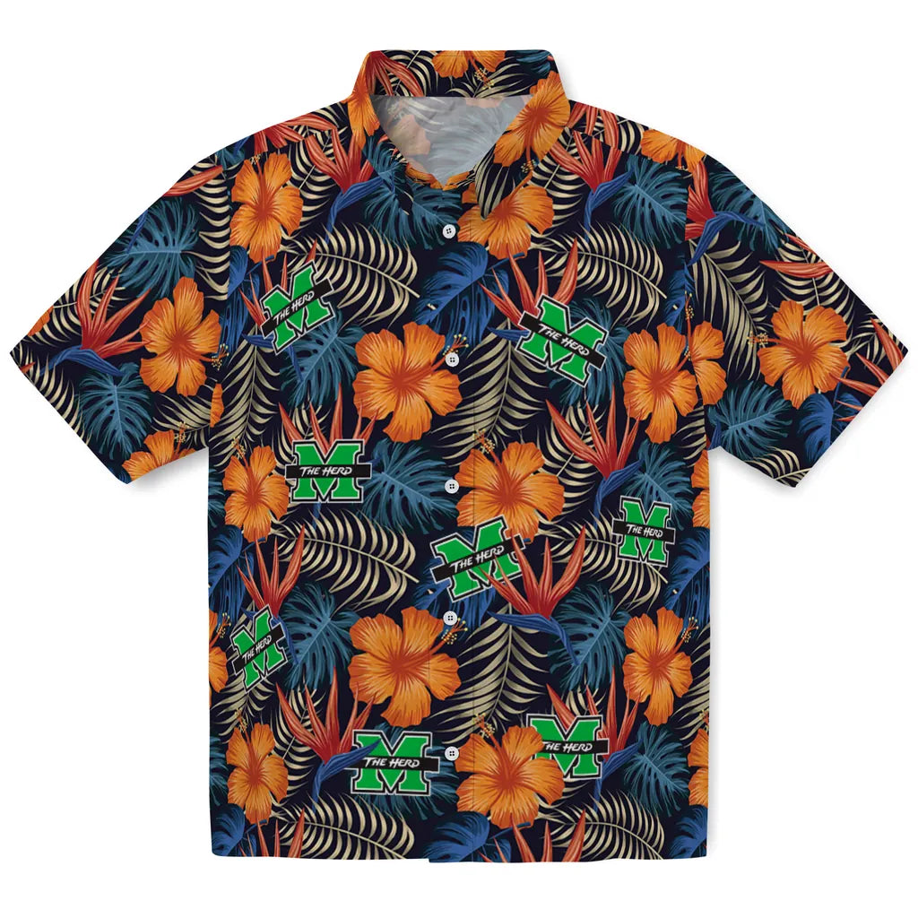 Marshall Thundering Herd Hawaiian Shirt - Hibiscus Foliage | Hula Hawaiian Shirts