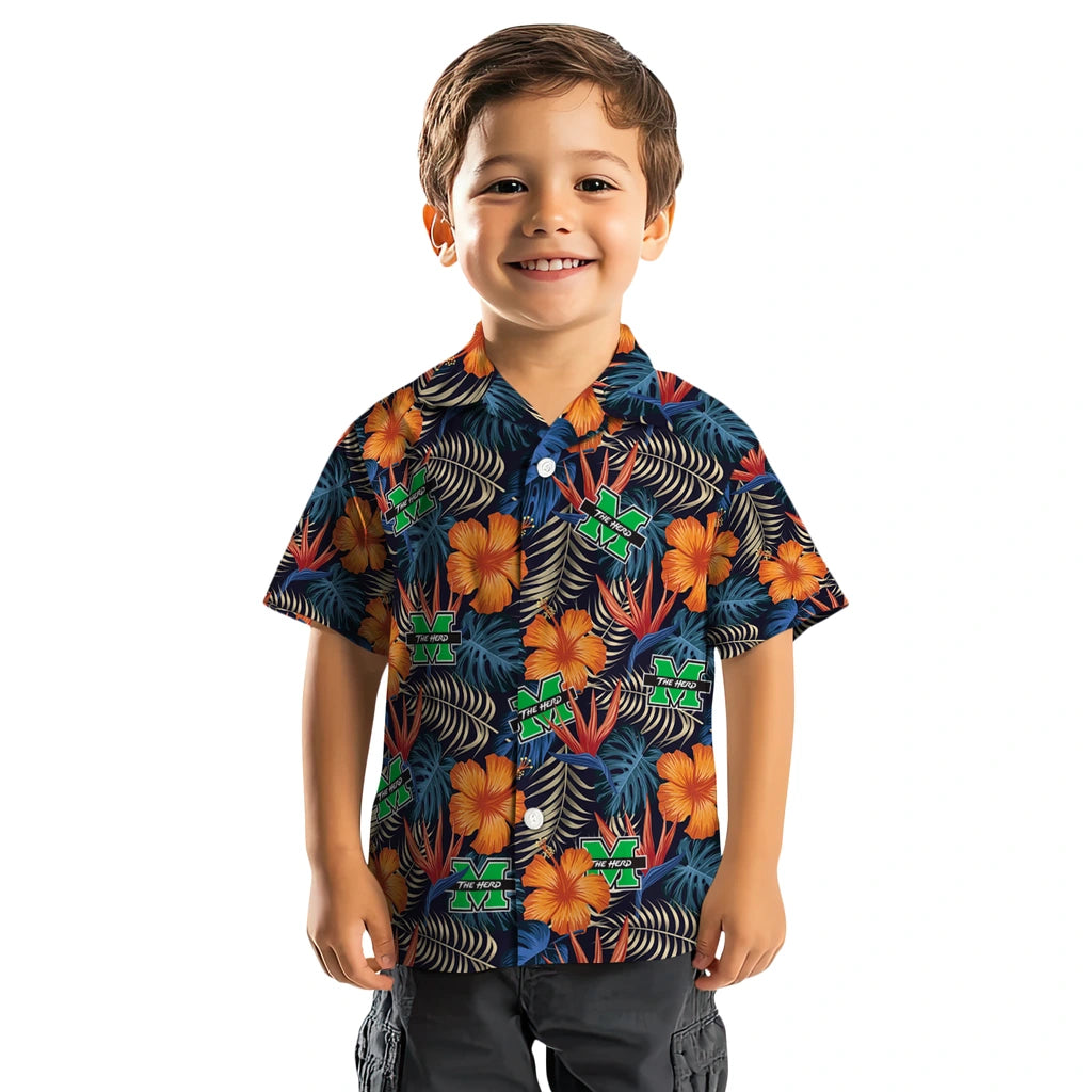 Marshall Thundering Herd Hawaiian Shirt - Hibiscus Foliage | Hula Hawaiian Shirts