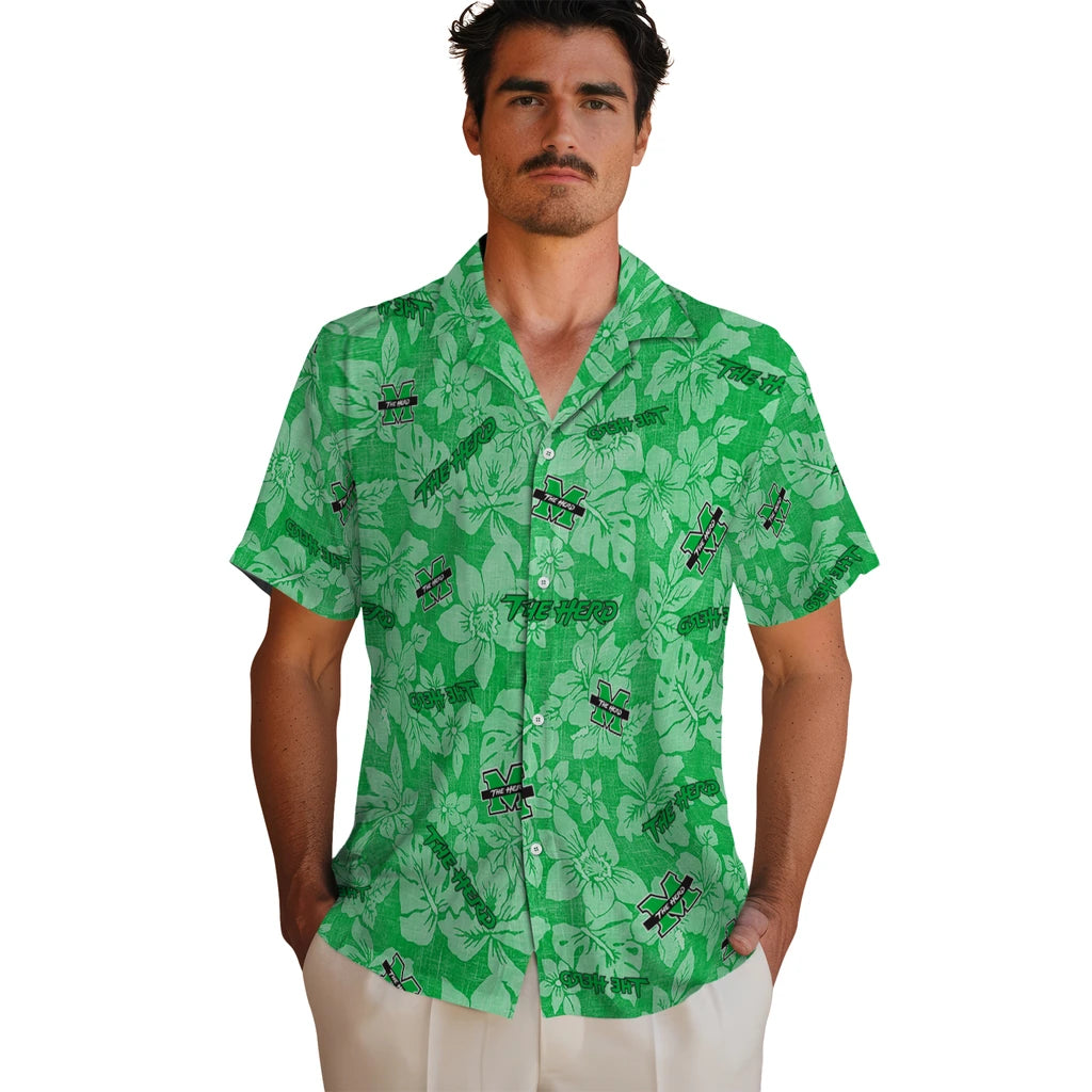 Marshall Thundering Herd Hawaiian Shirt - Hibiscus Oasis | Hula Hawaiian Shirts