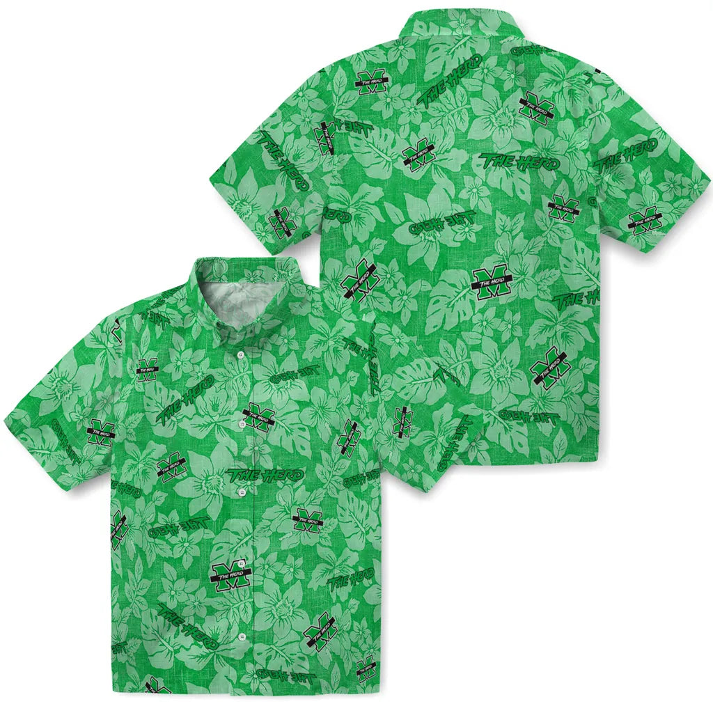 Marshall Thundering Herd Hawaiian Shirt - Hibiscus Oasis | Hula Hawaiian Shirts