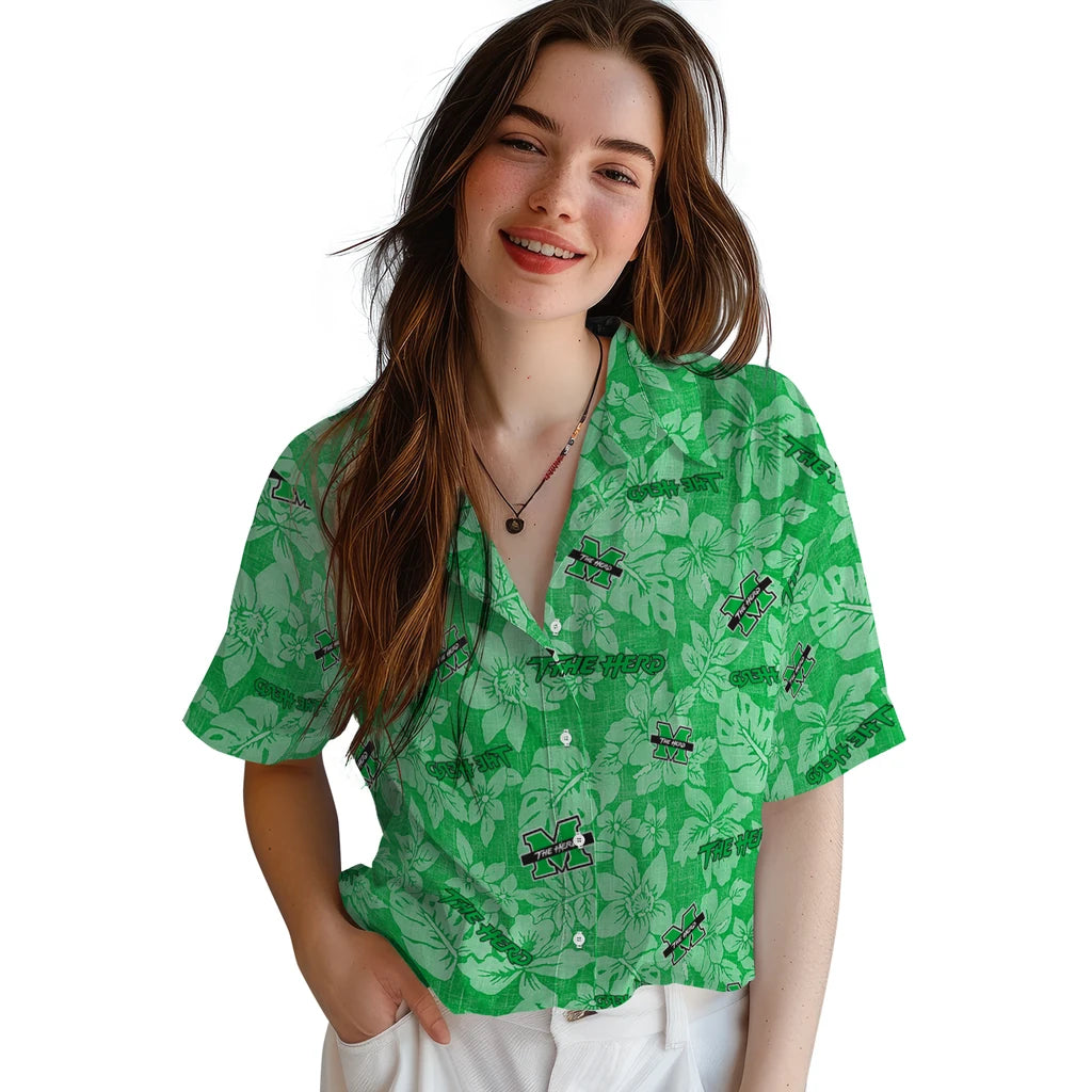 Marshall Thundering Herd Hawaiian Shirt - Hibiscus Oasis | Hula Hawaiian Shirts