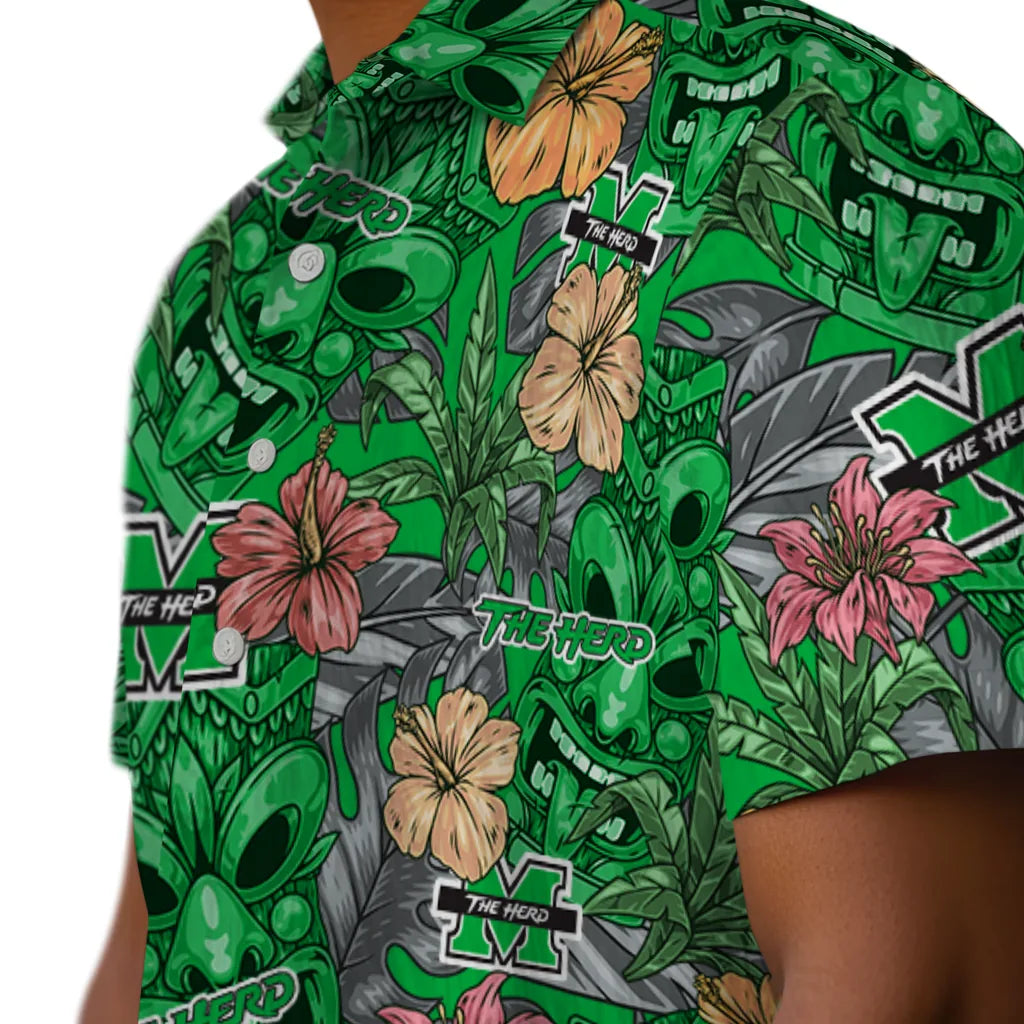 Marshall Thundering Herd Hawaiian Shirt - Hibiscus Tiki Jungle | Hula Hawaiian Shirts