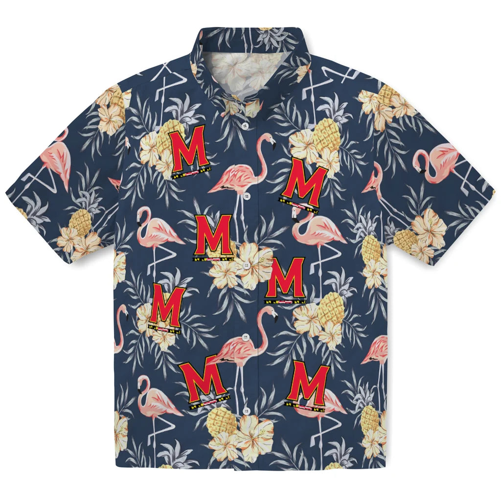 Maryland Terrapins Hawaiian Shirt - Flamingo Hibiscus | Hula Hawaiian Shirts