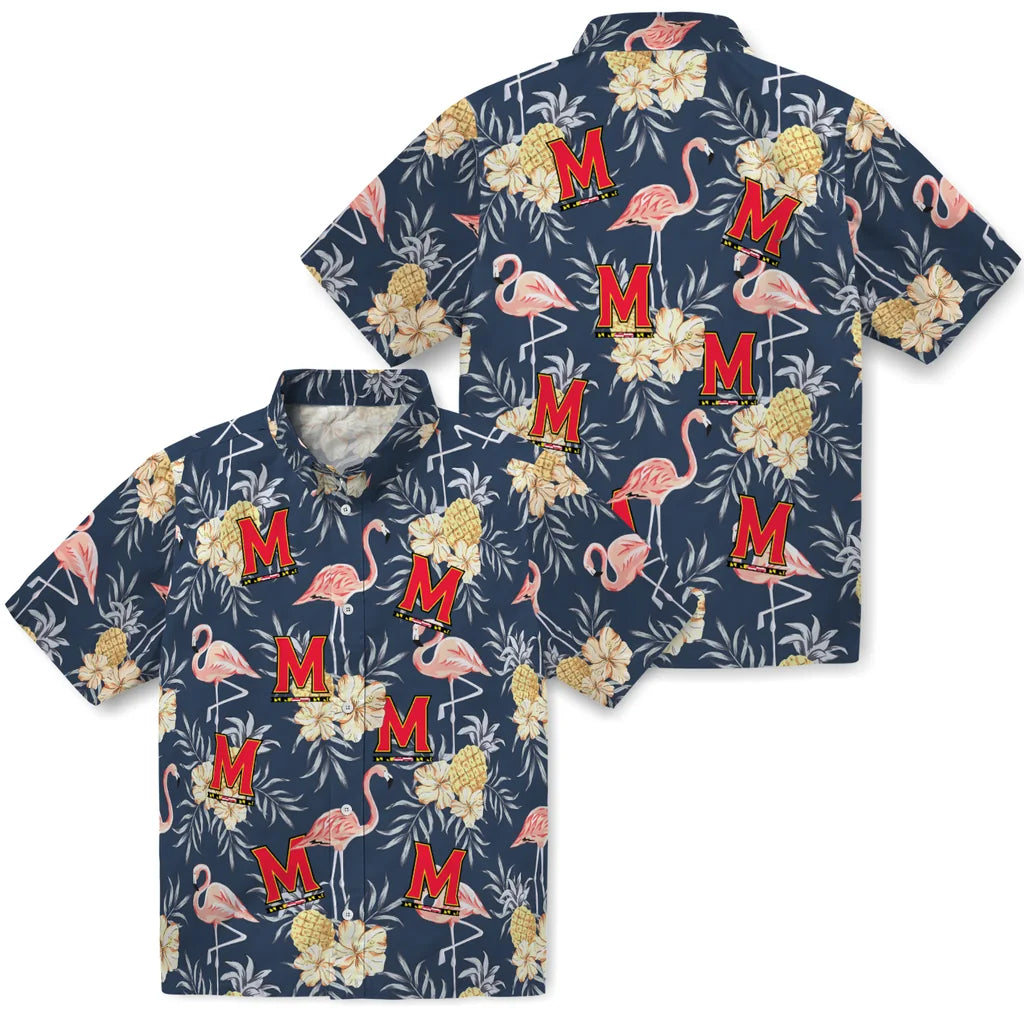 Maryland Terrapins Hawaiian Shirt - Flamingo Hibiscus | Hula Hawaiian Shirts