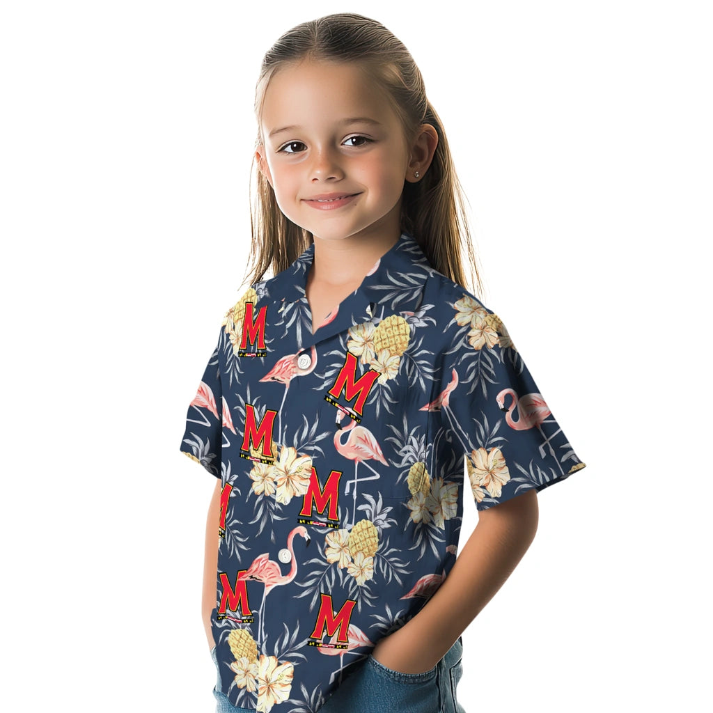 Maryland Terrapins Hawaiian Shirt - Flamingo Hibiscus | Hula Hawaiian Shirts