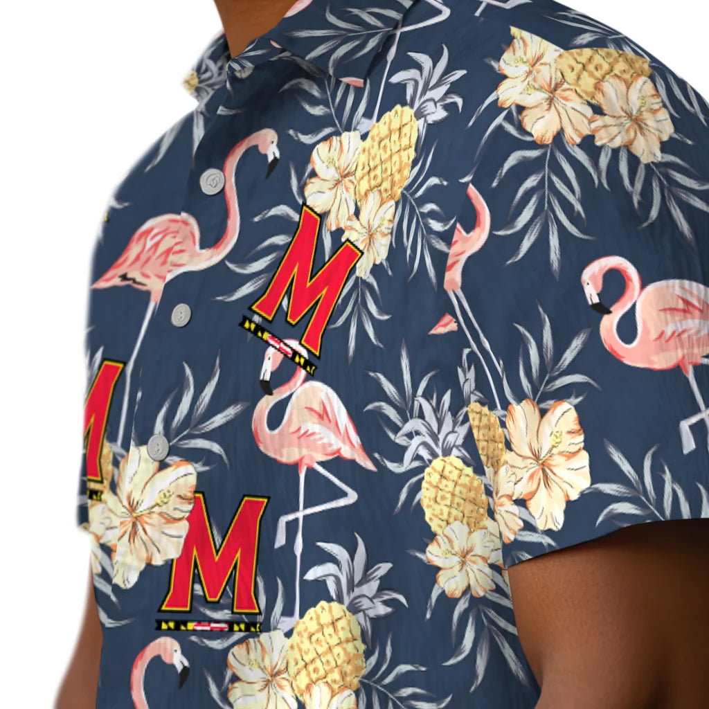 Maryland Terrapins Hawaiian Shirt - Flamingo Hibiscus | Hula Hawaiian Shirts