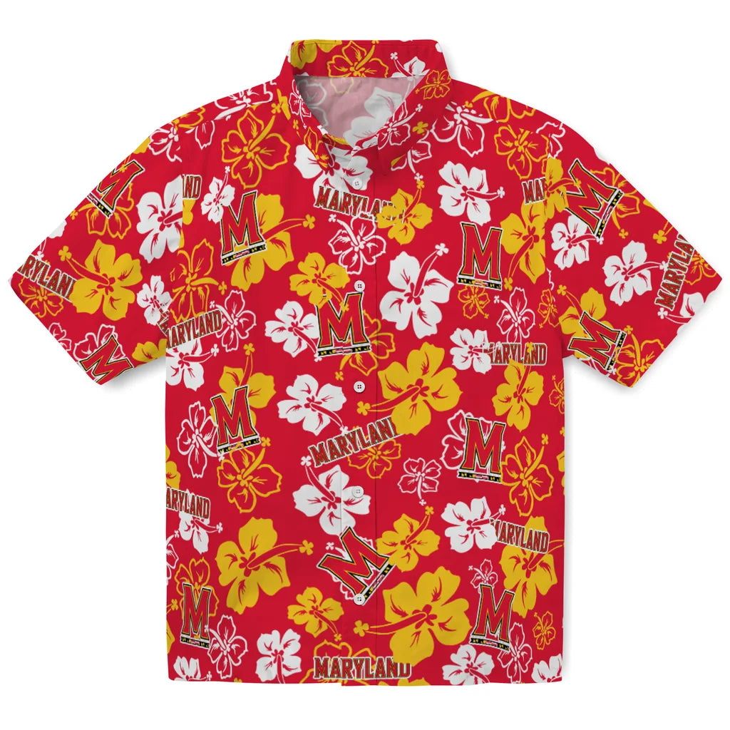 Maryland Terrapins Hawaiian Shirt - Hibiscus Flower Design | Hula Hawaiian Shirts
