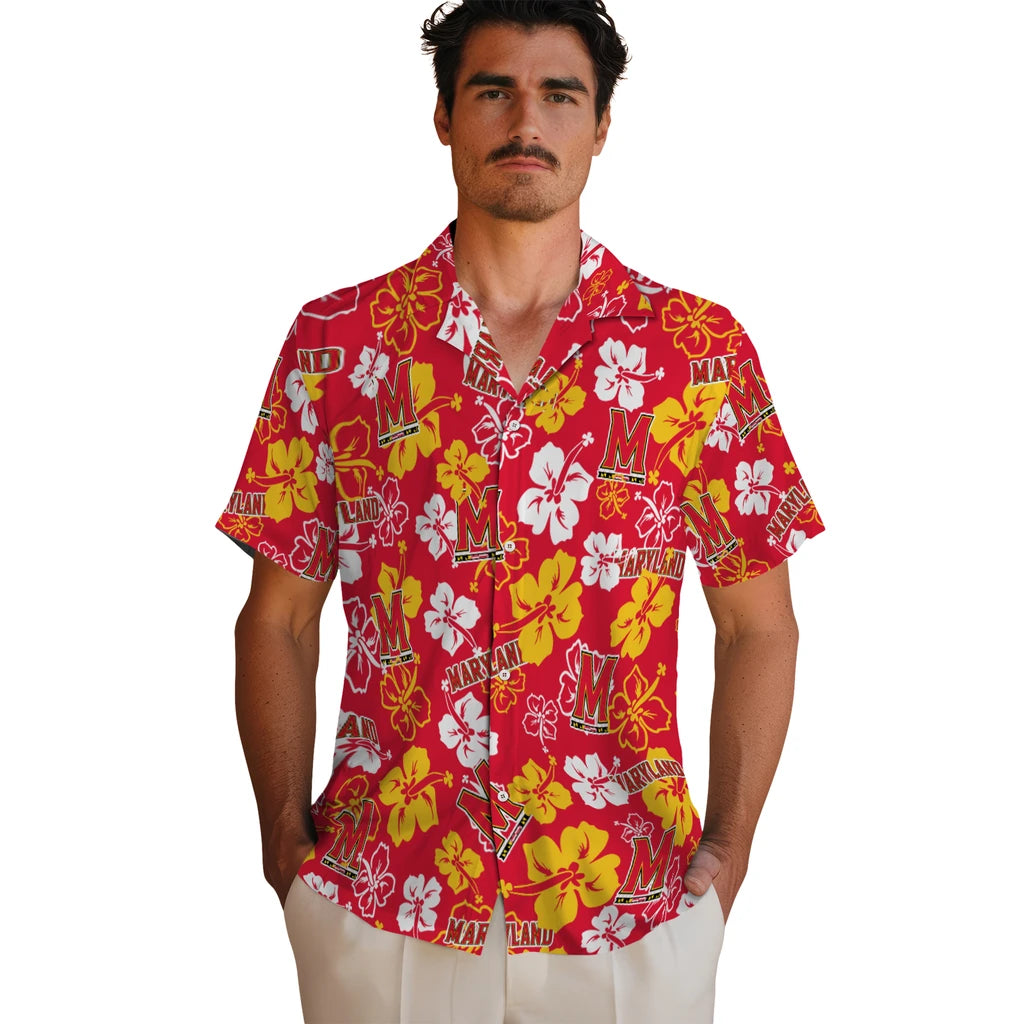 Maryland Terrapins Hawaiian Shirt - Hibiscus Flower Design | Hula Hawaiian Shirts